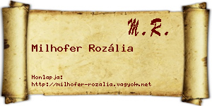Milhofer Rozália névjegykártya